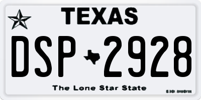 TX license plate DSP2928