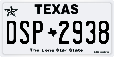 TX license plate DSP2938