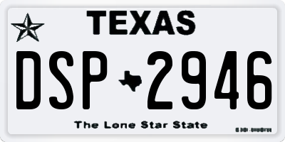TX license plate DSP2946