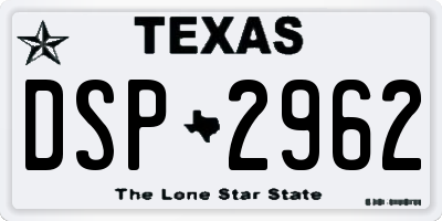 TX license plate DSP2962