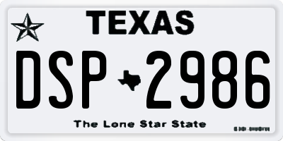 TX license plate DSP2986