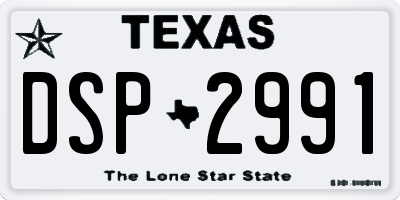 TX license plate DSP2991