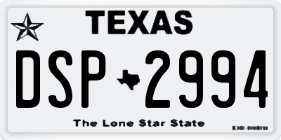 TX license plate DSP2994