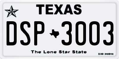 TX license plate DSP3003