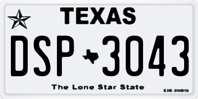 TX license plate DSP3043