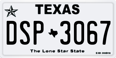 TX license plate DSP3067