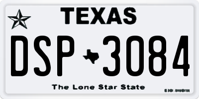 TX license plate DSP3084