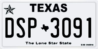 TX license plate DSP3091