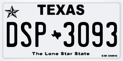 TX license plate DSP3093