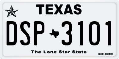 TX license plate DSP3101