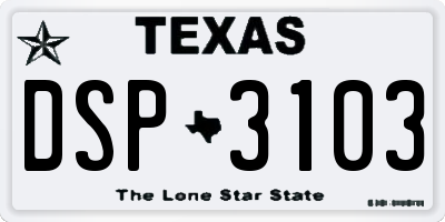 TX license plate DSP3103