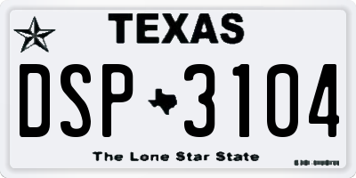 TX license plate DSP3104