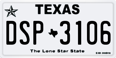 TX license plate DSP3106