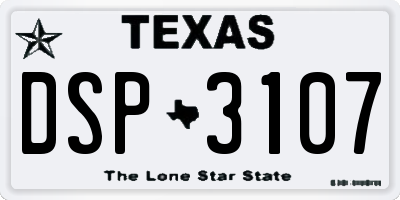 TX license plate DSP3107