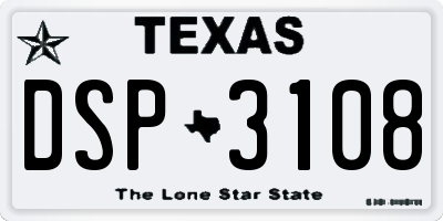 TX license plate DSP3108