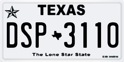 TX license plate DSP3110