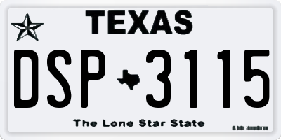 TX license plate DSP3115