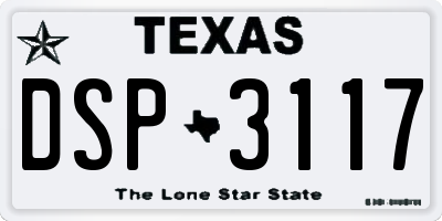 TX license plate DSP3117