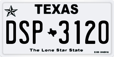 TX license plate DSP3120