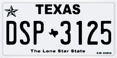 TX license plate DSP3125