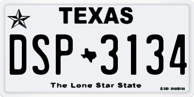 TX license plate DSP3134