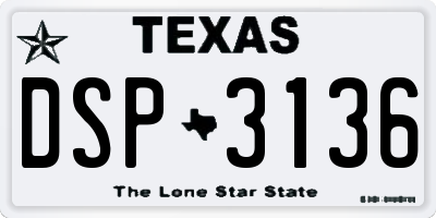 TX license plate DSP3136