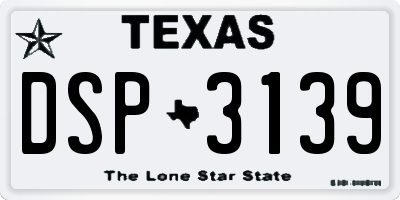 TX license plate DSP3139
