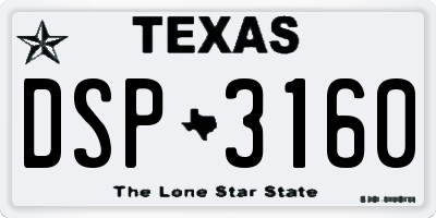 TX license plate DSP3160