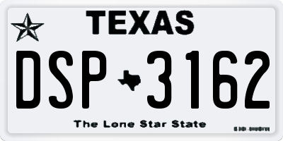 TX license plate DSP3162