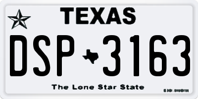 TX license plate DSP3163