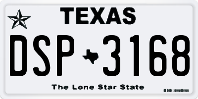 TX license plate DSP3168