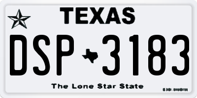 TX license plate DSP3183