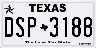 TX license plate DSP3188