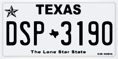 TX license plate DSP3190