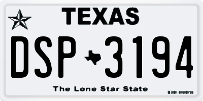 TX license plate DSP3194