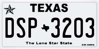TX license plate DSP3203