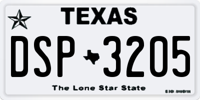TX license plate DSP3205