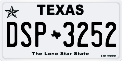 TX license plate DSP3252