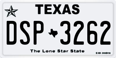 TX license plate DSP3262
