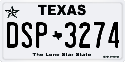 TX license plate DSP3274