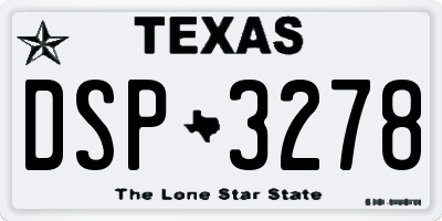 TX license plate DSP3278