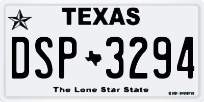 TX license plate DSP3294