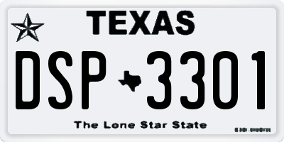 TX license plate DSP3301