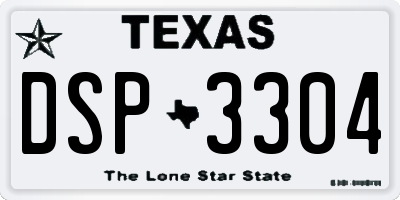 TX license plate DSP3304