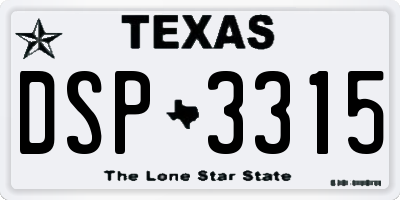TX license plate DSP3315