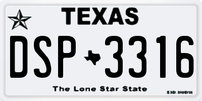 TX license plate DSP3316