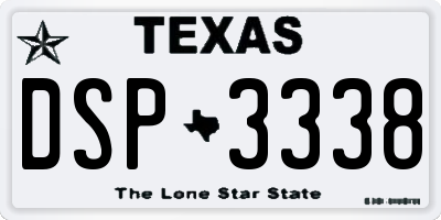 TX license plate DSP3338