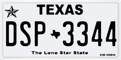 TX license plate DSP3344