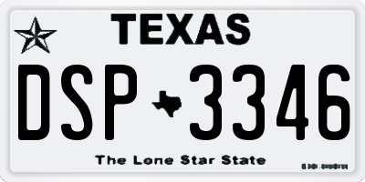TX license plate DSP3346
