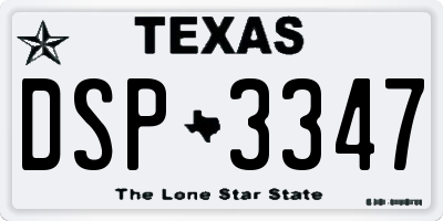 TX license plate DSP3347